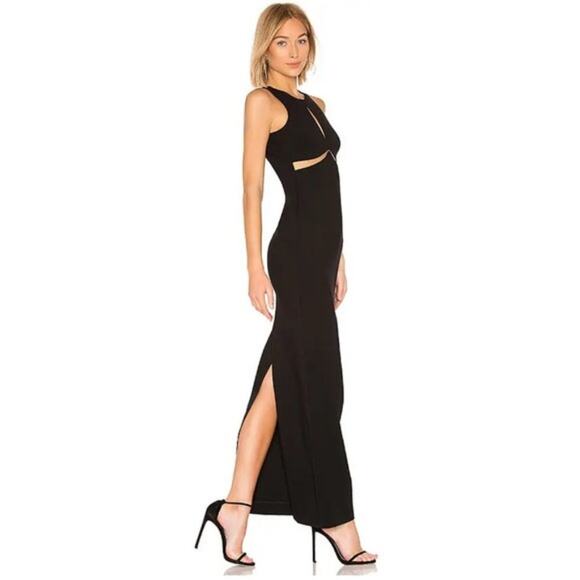 Lovers + Friends Black Maxi Gown Dress Saskeah Cutout Formal Cocktail New XS - Picture 2 of 8